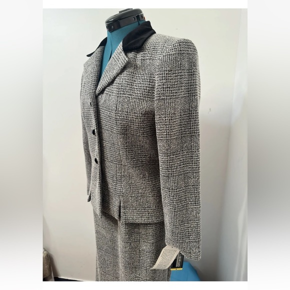 Jessica Howard Petite Black White Tweed Unlined 2 Piece Long Skirt Suit Size 6P. - Picture 5 of 16
